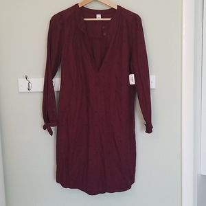 Old Navy burgundy tunic dress, polka dots NWT